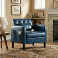 TYBOATLE Leather Chairs w/Storage, Comfy Modern Living Room Chairs, Accent Chair for Reading, Armchair for Bedroom, Waiting Room, Office (1, Blue)