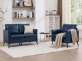 TYBOATLE Leather Loveseat Sofa and Accent Chair Set (Blue, 2) Comfy, 2 Pillows, Mid-Century Modern, Small Spaces, 2 Pieces Living Room Furniture Sets