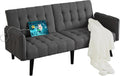 TYBOATLE 65“ Convertible Futon Sofa Bed w/ 2 USB, Upholstered Tufted Small Adjustable Folding Couch Loveseat, Modern Mid Century Sleeper Sofa for Living Room, Bedroom, Apartment, Office (Dark Grey)