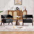 JIASTING Barrel Accent Chairs, Faux Leather Chair with Wood Frame (2, Black)