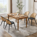 TYBOATLE Rattan Dinner Chairs Set of 4 with Faux Leather Cushion, Modern Dining Room Chairs w/Adjustable Foot Pads, Kitchen Boho Mid Century Upholstered, Black