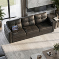 88" Faux Leather Couch w/USB Charging, 3-Seater Leather Living Room Sofa