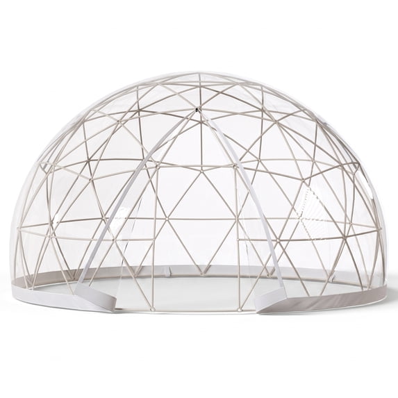 LAZZO 12x7 Ft Garden Dome Tent with Light, Outdoor Clear Bubble Tent with 360° View, Weatherproof Geodesic Igloo Tent with Ventilation Windows for Backyard and Patio