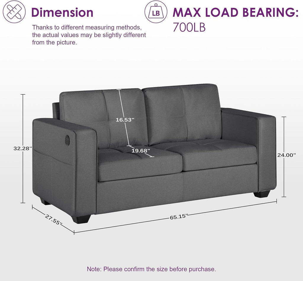 TYBOATLE 65" Small Couches for Bedroom, Modern Tufted Comfy Loveseat
