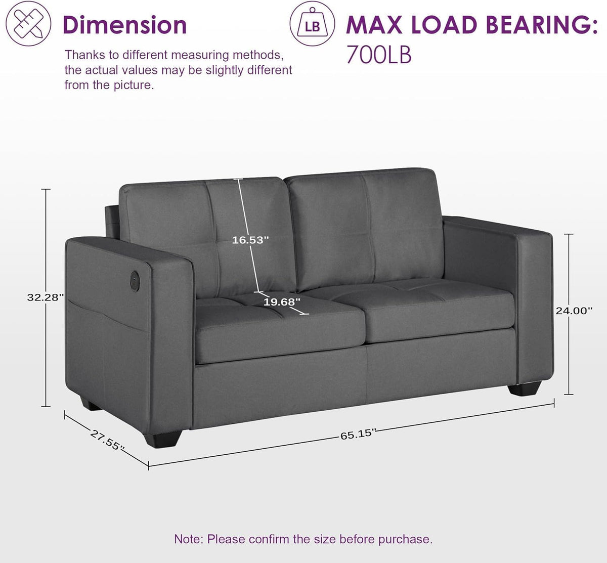 TYBOATLE 65" Small Couches for Bedroom, Modern Tufted Comfy Loveseat