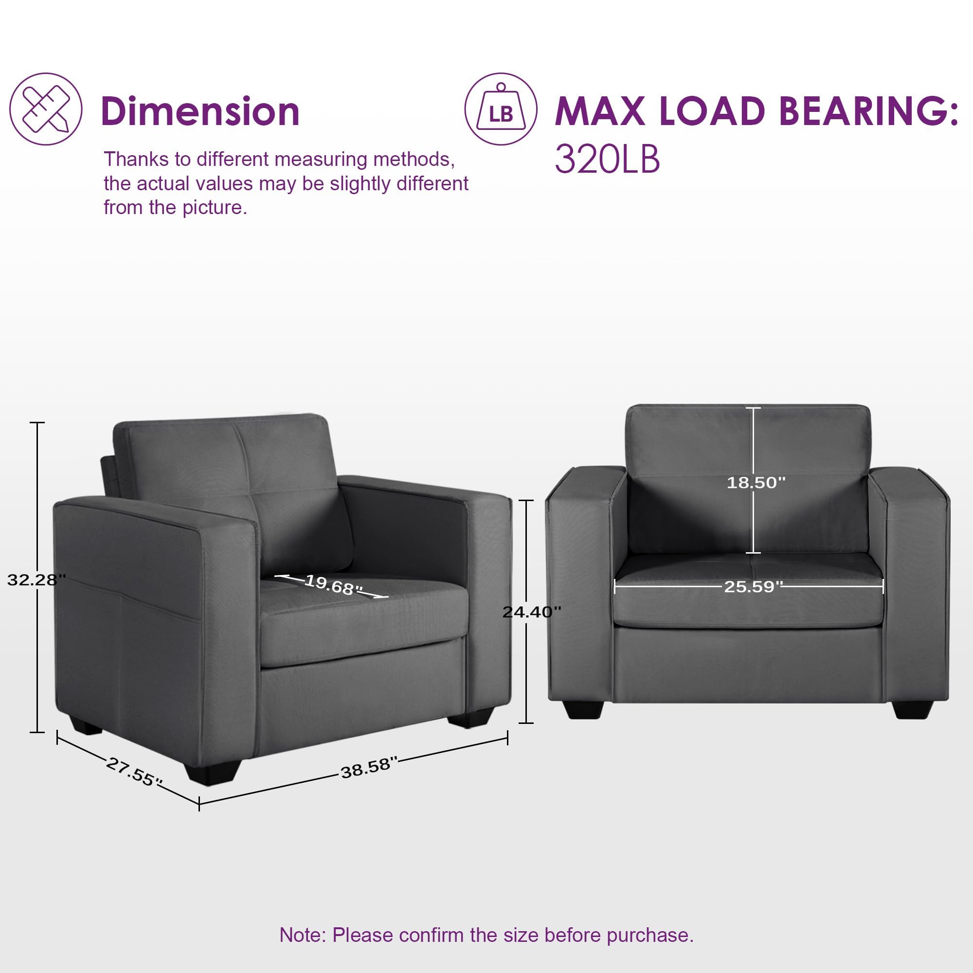 TYBOATLE Accent Chairs Set of 2, Modern Tufted Upholstered Living Room Chair, Comfy Arm Chair, Linen Fabric Reading Club Chairs for Living Room, Office