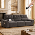 110” Electric Extendable Reclining Couch, Power Pull Out Sleeper Sofa Bed