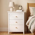 YIGOBUY 3 Drawer Nightstand, Modern Storage Night Stand White Narrow Bedside Table with Gold Knobs,Wood End Table