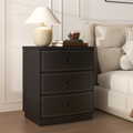 TYBOATLE Black Nightstand, Modern Curved 3 Drawers Bedside Table with Sturdy Base, Wooden Night Stand with Leather Storage Drawer for Bedroom (1)