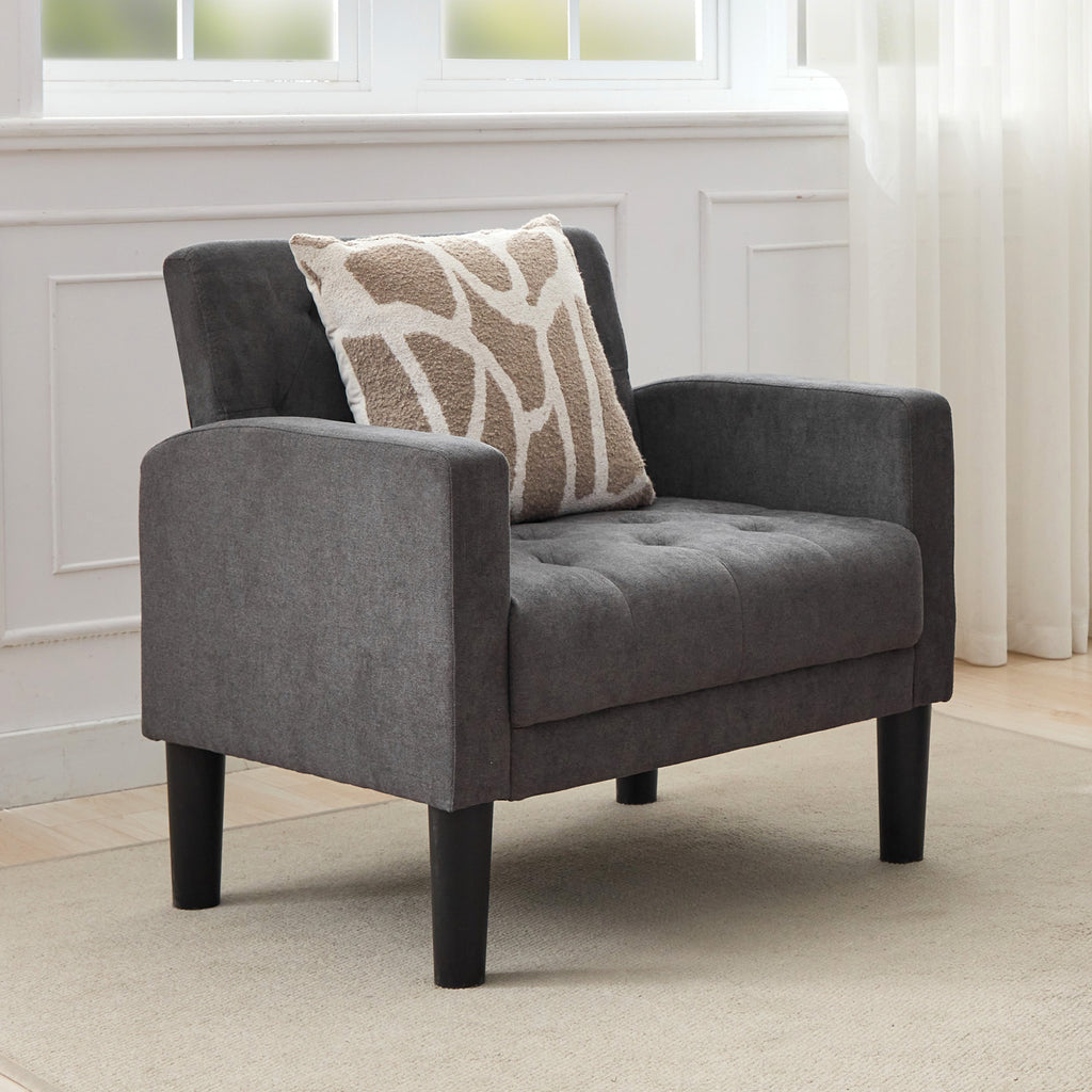 TYBOATLE Mid-Century Fabric Tufted Accent Living Room Armchairs, Comfy Modern Upholstered Bedroom Office Armchair, Reading Chair