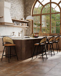 29'' BarStools Set of 4 w/Rattan Backrest, Swivel Counter Height Bar Stools