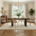TYBOATLE 71''-87'' Extendable Dining Table Set for 4, Farmhouse Wooden Dining Room Table Set, 5 Piece Dinner Table Set with Upholstered Rattan Dining Chairs (Brown & White, 71''-87''- 4 Chairs)