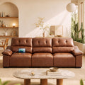 Electric Reclining Sectional Couch, Power Recliner Sofa w/USB & Type-C Charging Ports and Cup Holders, Leather Reclining Sofa for Living Room, Home Theater