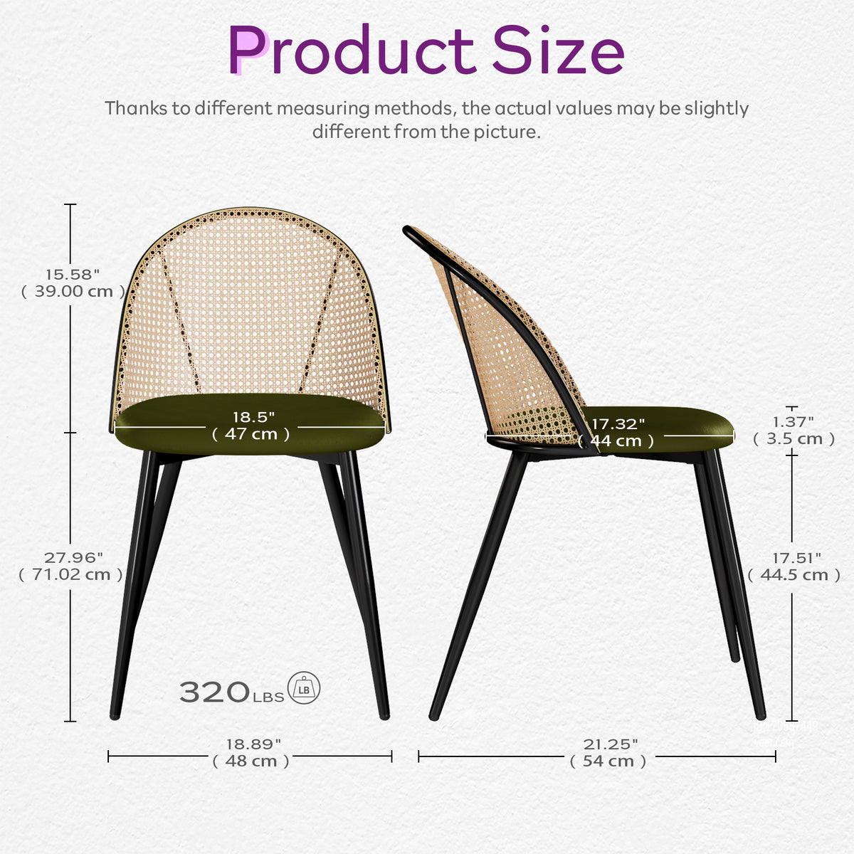 TYBOATLE Green Rattan Dining Chairs Set of 4, Dining Room Chairs for Kitchen