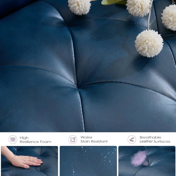LAZZO 62" Loveseat Sofa, Tufted Couch with USB Ports and Cupholders for Living Room, Office and Bedroom, Blue