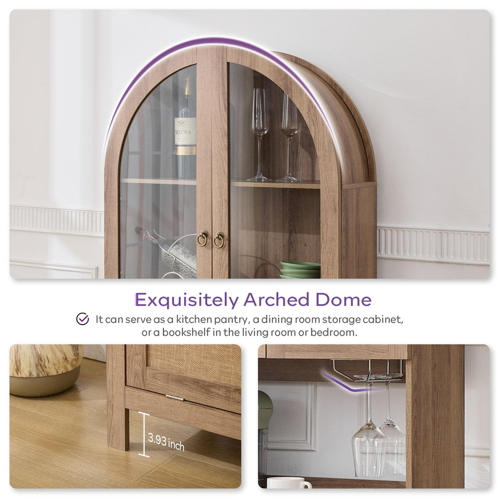 75'' Tall Arched Pantry Cabinet, China Cabinet for Kitchen and Dining Room | TYBOATLE, Accessible Storage Area, Innovative Drawer, Anti-Tipping Device, Versatile Cupboard, Kitchen Pantry, Dining Room