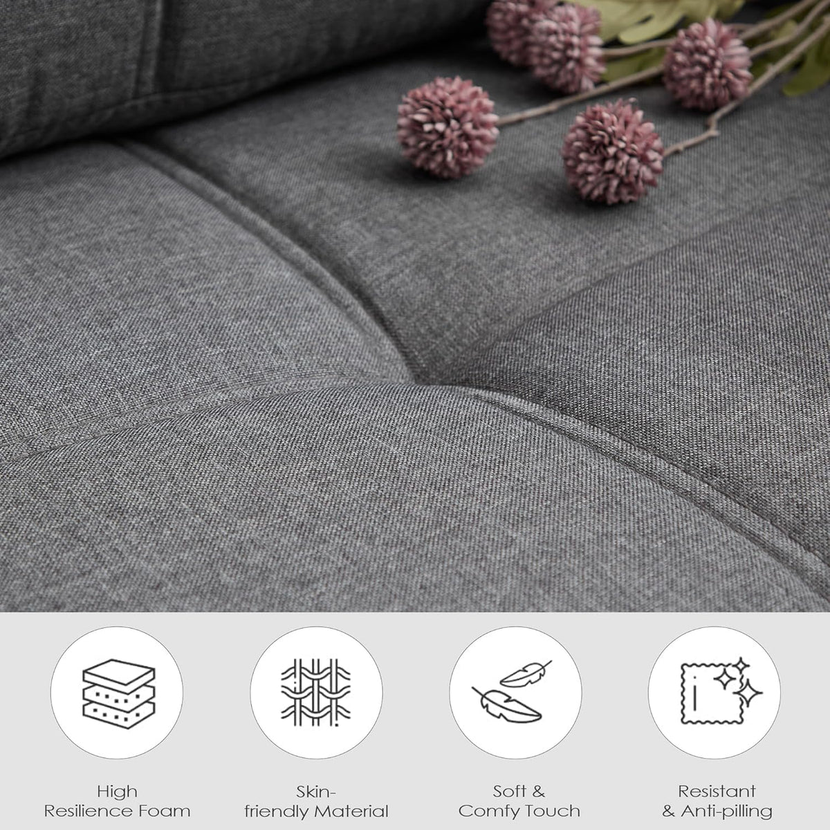 TYBOATLE 65" Small Couches for Bedroom, Modern Tufted Comfy Loveseat