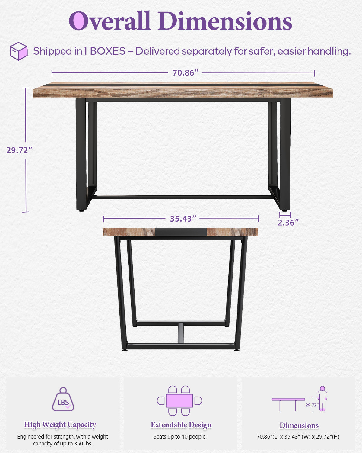 TYBOATLE Farmhouse Dining Table Set for 4, 5 Piece Kitchen Table Set, Wooden Dining Table with 4 Boho Rattan Chairs, MDF Wood Top, Durable Frame, Easy-Clean Surface (Brown-4 Chairs, Metal Leg)