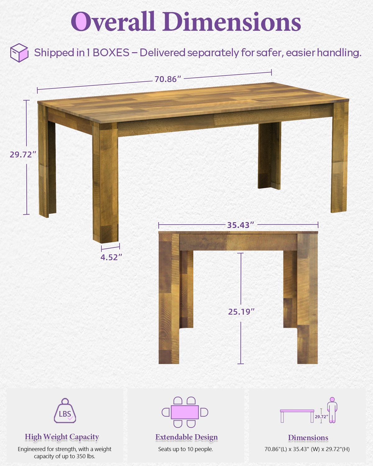 TYBOATLE Farmhouse Dining Table Set for 4, 5 Piece Kitchen Table Set, Wooden Dining Table with 4 Boho Rattan Chairs, MDF Wood Top, Durable Frame, Easy-Clean Surface (Brown-4 Chairs, Wood Leg)