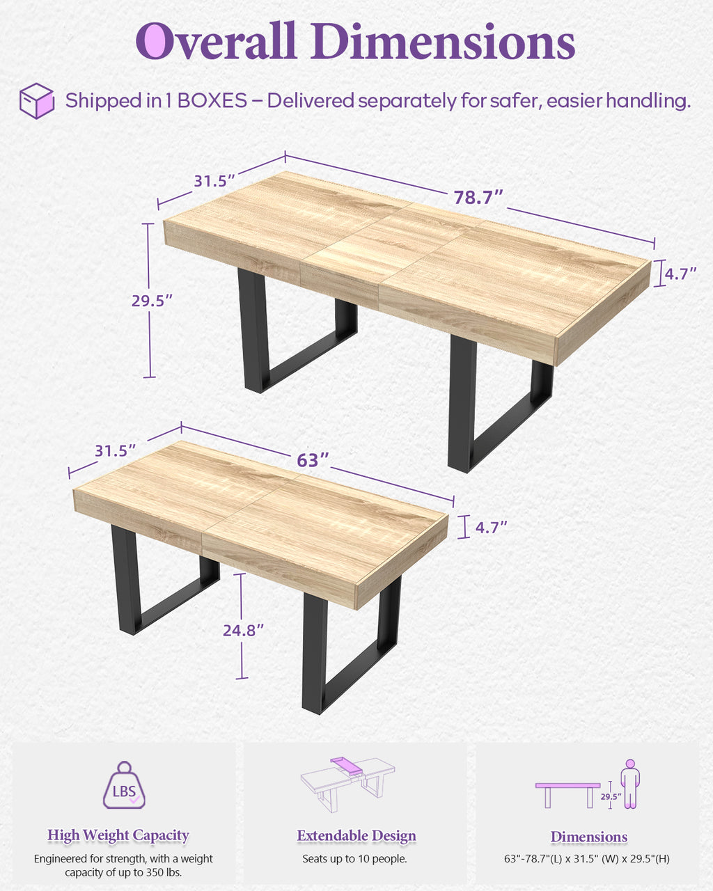 TYBOATLE 63'' - 79'' Extendable Dining Table Set for 4, Farmhouse Wooden Dining Room Table Set, 5 Piece Dinner Table Set with Upholstered Rattan Dining Chairs (Natural & White, 63''-79''- 4 Chairs)