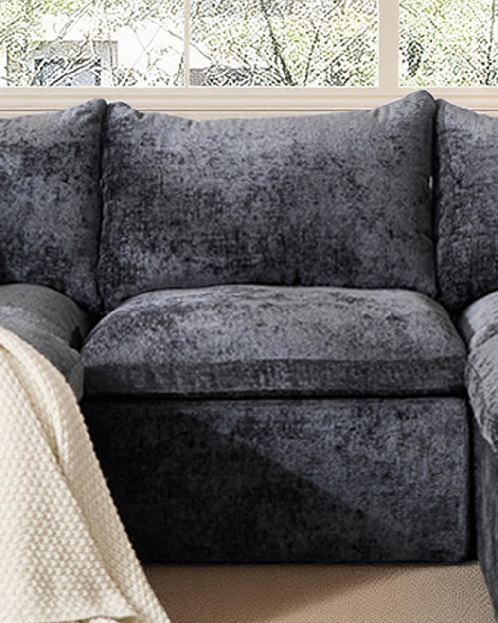 TYBOATLE Single Middle Seat Boneless Couch for Living Room, Comfy Boneless Modular Couch w/Memory Foam, Grey