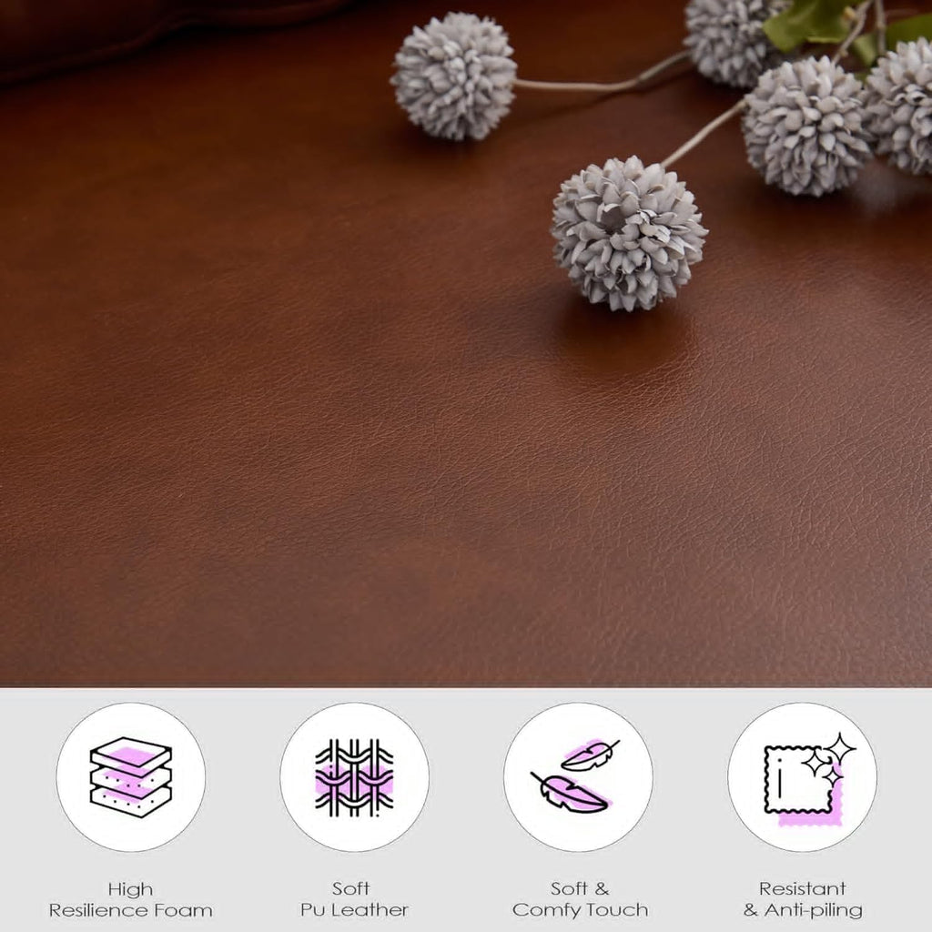 TYBOATLE Accent Chair, Brown Faux Leather Chair, Comfy Living Room Chairs, Office Reading Chair, Mid Century Modern Side Chairs, Arm Chairs for Bedroom, Office, Apartment