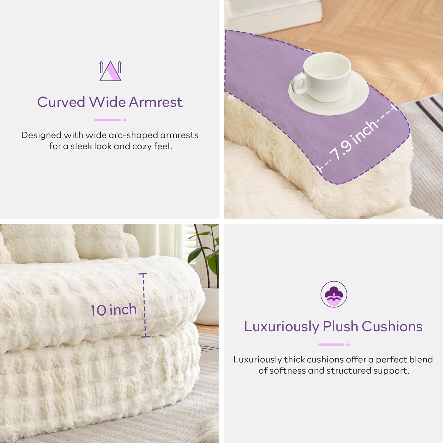 TYBOATLE 83’’ Oversized Round Boneless Couch w/Deep Seat, Round Memory Foam Couch, Comfy Fluffy Plush Bubble Sofa w/Double Cushion, Circle Bed for Livingroom, Bedroom (Beige)