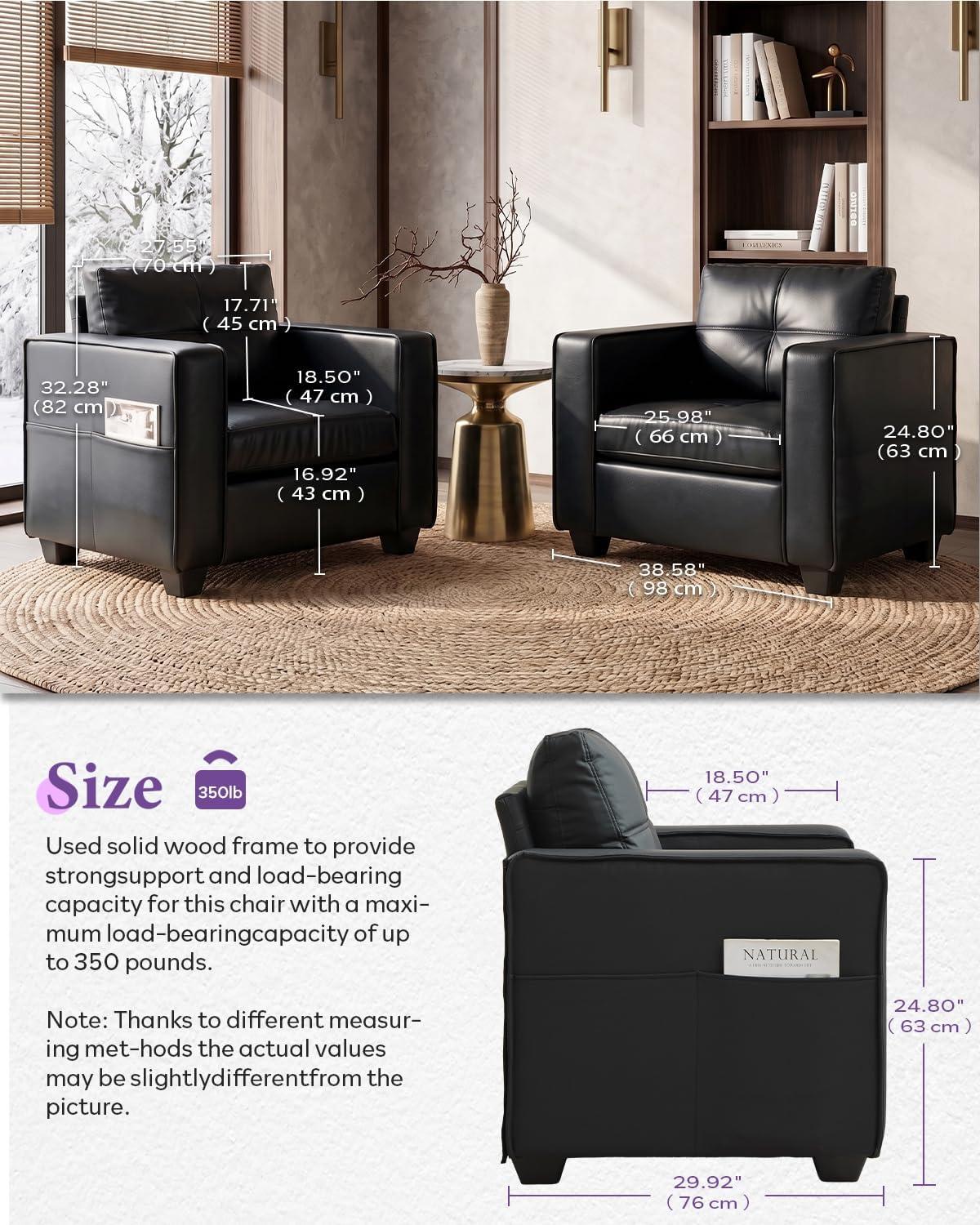 TYBOATLE Black Faux Leather Sectional Couch, 3-Piece Sofa Set for Living Room | TYBOATLE Leather Sectional Sofa, Modular Convertible Couch, Comfy 3-Piece Furniture for Home Office Apartment Bedroom, Black
