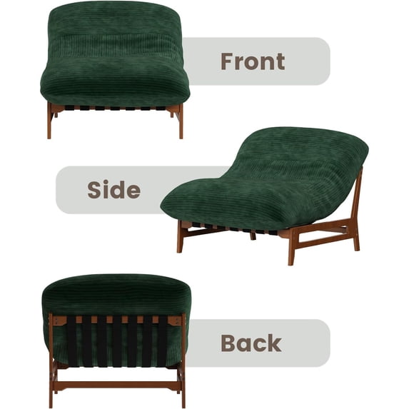 LAZZO Oversized Chaise Lounge Chair Indoor, 3-in-1 Convertible Accent Chair with Solid Wood Frame & Plush Cushion, Green