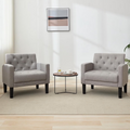 LAZZO Mid-Century Modern Accent Chair Set of 2, Upholstered Armchair for Living Room & Office, Light Gray
