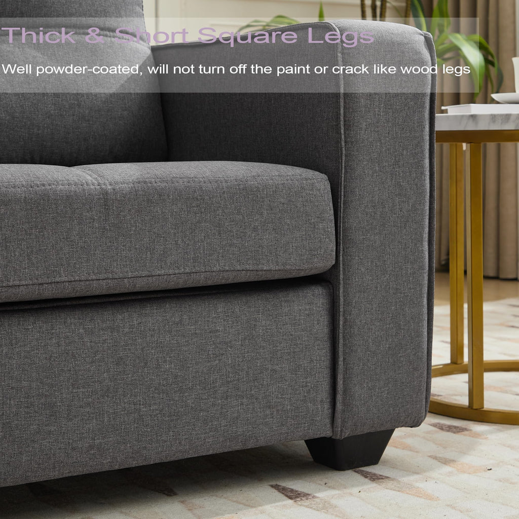 TYBOATLE Oversized Accent Chair w/Side Pockets, Modern Tufted Upholstered Living Room Chair, Comfy Arm Chair, Linen Fabric Reading Waiting Room Chairs for Bedroom, Apartment, Office