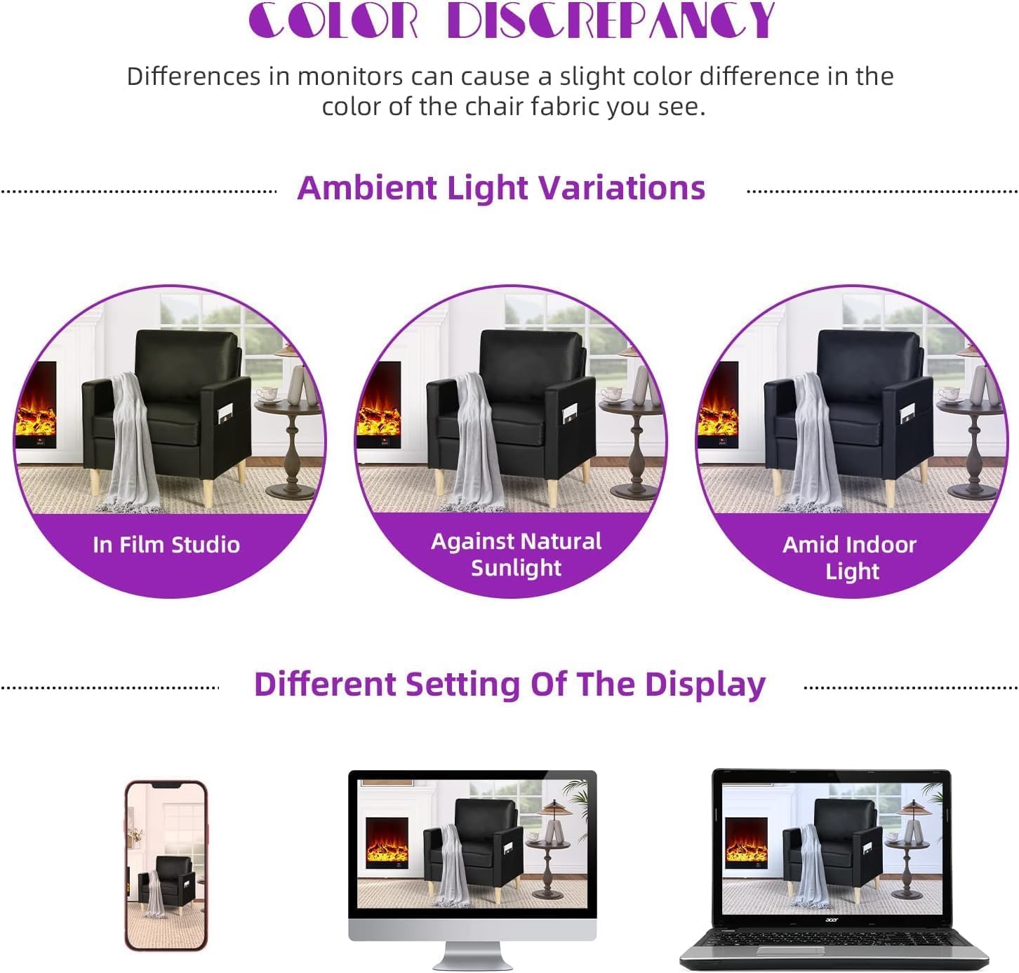 TYBOATLE Leather Chair w/Armrest Pockets, Solid Wood Accent Chair, Mid Century Modern Living Room Chairs, Comfy Waiting Room Chairs for Bedroom, Office, Black