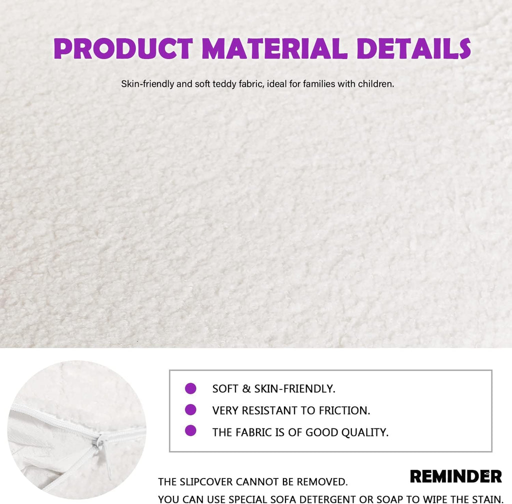 TYBOATLE Accent Chair, Mid-Century Modern Fabric Living Room Arm Chair, Furry Cozy Upholstered Armchair w/Side Pocket, Reading Lounging Side Chairs for Office, Apartment, Bedroom, Cream White