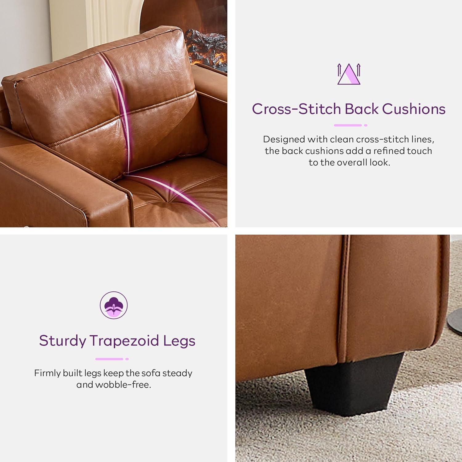 TYBOATLE Oversized Chaise Lounge Chair Indoor, Leather Accent Chair with Ottoman, Mid Century Modern Reclining Armchair with Pockets, Tufted Comfy Single Sofa for Bedroom, Living Room, Office (Brown)