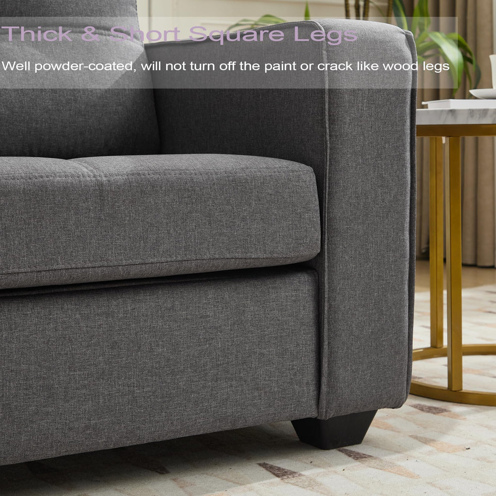 TYBOATLE Accent Chairs Set of 2, Modern Tufted Upholstered Living Room Chair, Comfy Arm Chair, Linen Fabric Reading Club Chairs for Living Room, Office