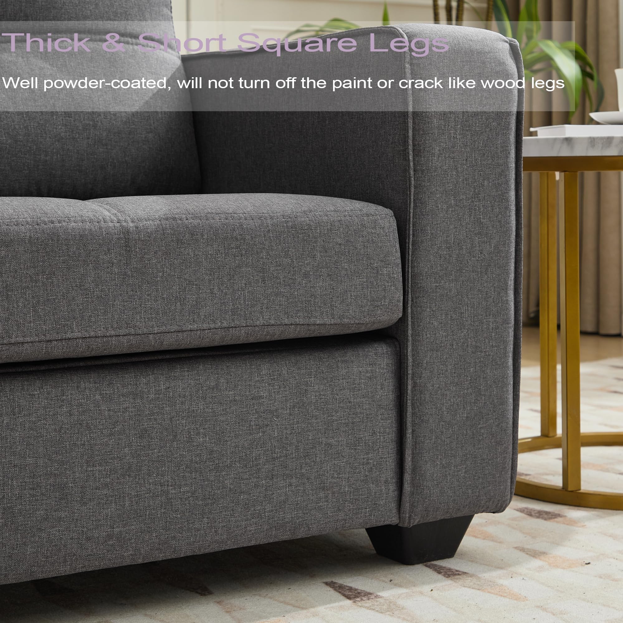 TYBOATLE Accent Chairs Set of 2, Modern Tufted Upholstered Living Room Chair, Comfy Arm Chair, Linen Fabric Reading Club Chairs for Living Room, Office