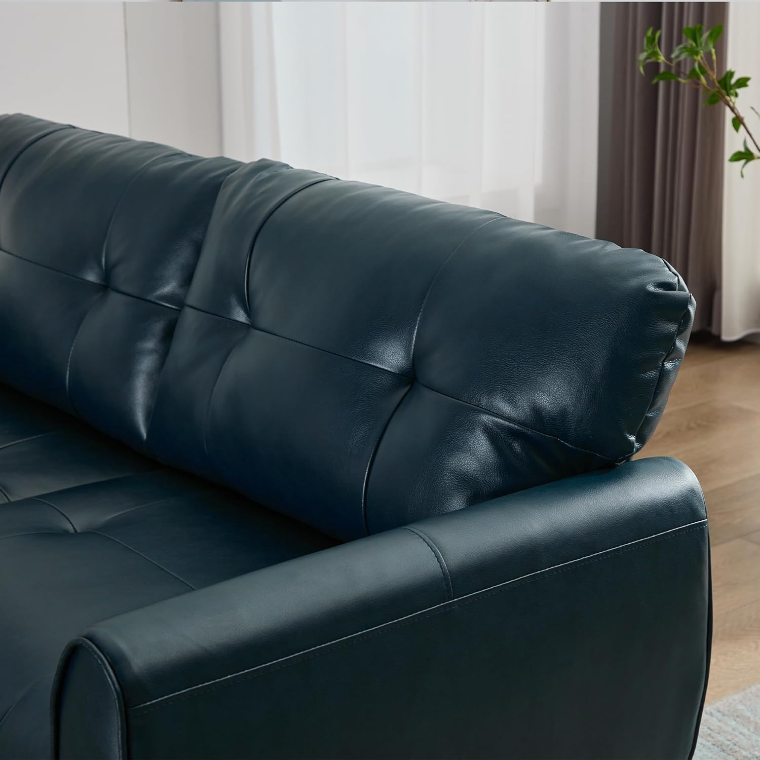 TYBOATLE Sofa Couch 61" Small Loveseat Couches for Living Room Leather Couch Mid Century Modern Tufted Mini Sofa Comfy Office 2 Seat Settee Love Seat Small Couches for Small Spaces Bedroom (2, Blue)