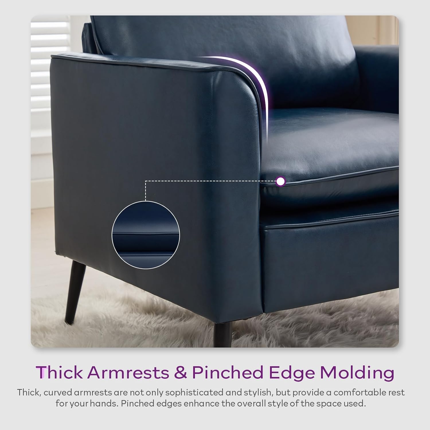 TYBOATLE Accent Chairs Set of 2, Faux Leather Chairs, Mid Century Modern Comfy Living Room Chairs, Cozy Office Reading Chair, Reception Armchairs for Living Room, Waiting Room, Bedroom (Blue)