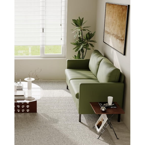 LAZZO 51" Loveseat Sofa for Small Spaces, Modern 2-Seater Faux Leather Couch for Bedroom and Office, Green
