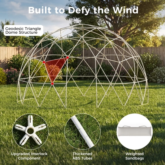 LAZZO 12x7 Ft Garden Dome Tent, Outdoor Clear Bubble Tent with 360° View, Weatherproof Geodesic Igloo Tent with Ventilation Windows for Backyard and Patio