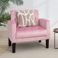 LAZZO Mid-Century Modern Accent Chair, Upholstered Armchair for Living Room Bedroom Office, Pink