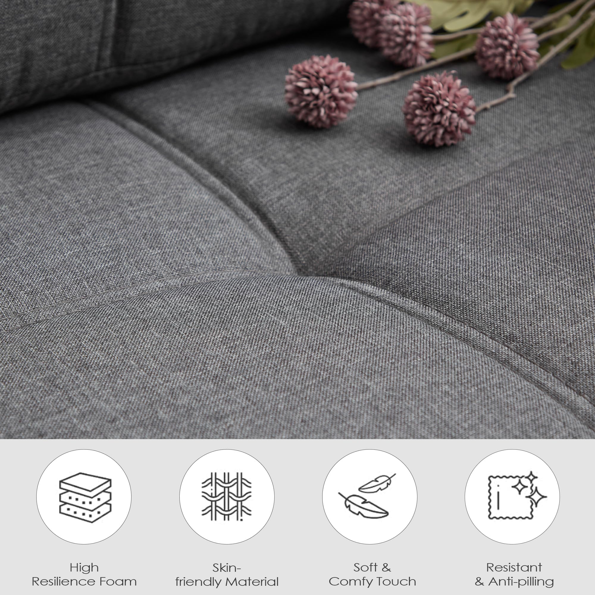 TYBOATLE Accent Chairs Set of 2, Modern Tufted Upholstered Living Room Chair, Comfy Arm Chair, Linen Fabric Reading Club Chairs for Living Room, Office