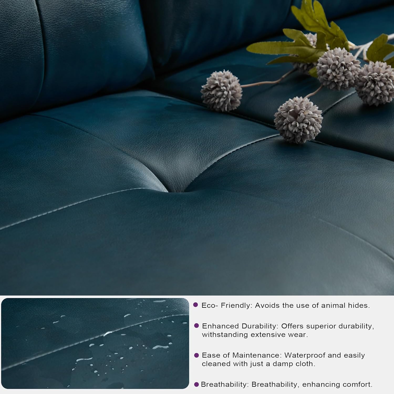 TYBOATLE Sofa Couch 61" Small Loveseat Couches for Living Room Leather Couch Mid Century Modern Tufted Mini Sofa Comfy Office 2 Seat Settee Love Seat Small Couches for Small Spaces Bedroom (2, Blue)