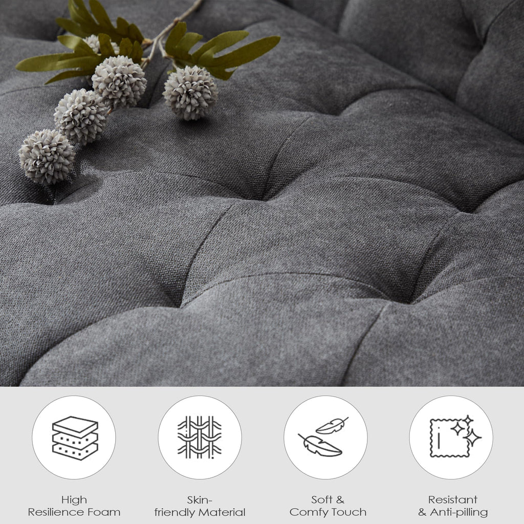 TYBOATLE 62" W Loveseat Sofa w/ 2 USB Charger Ports and 2 Cupholders, Mid-Century Modern Tufted Linen Fabric Small Love Seat Couches for Compact Living Room, Bedroom, Apartment, Dorm (1, Dark Grey)