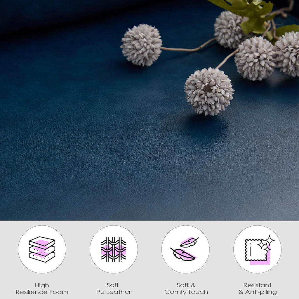 TYBOATLE Accent Chairs Set of 2, Faux Leather Chairs, Mid Century Modern Comfy Living Room Chairs, Cozy Office Reading Chair, Reception Armchairs for Living Room, Waiting Room, Bedroom (Blue)