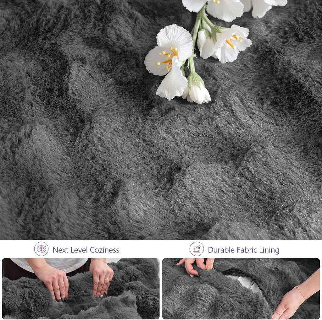 TYBOATLE 83’’ Oversized Round Boneless Couch w/Deep Seat, Round Memory Foam Couch, Comfy Fluffy Plush Bubble Sofa w/Double Cushion, Circle Bed for Livingroom, Bedroom (Grey)