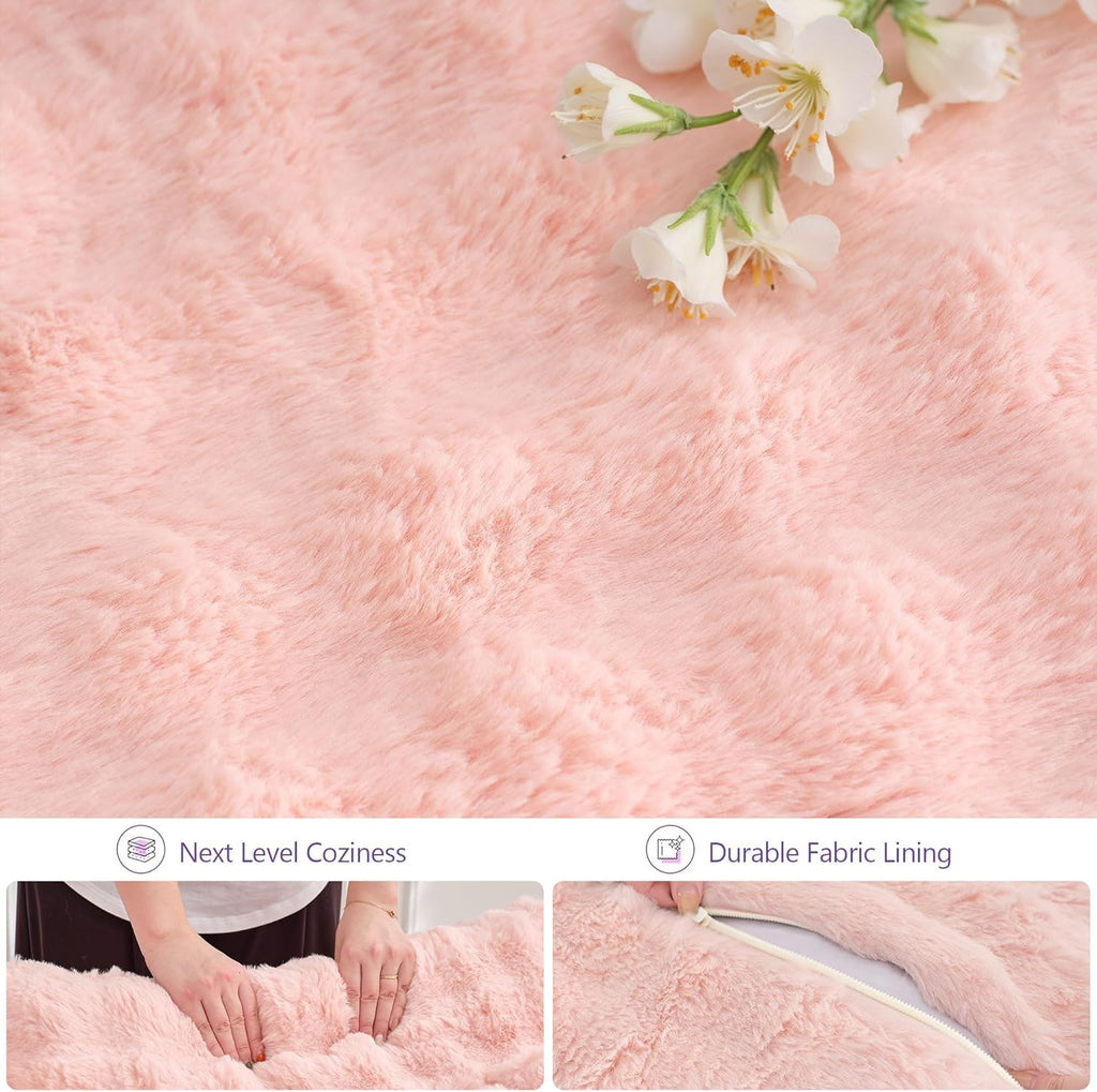 83’’ Oversized Round Sofa Bed w/Deep Seat, Round Chaise Lounge Chair Indoor w/Memory Foam, Comfy Fluffy Plush Cloud Couch w/Double Cushion, Circle Couch Bed for Livingroom, Bedroom (Pink)