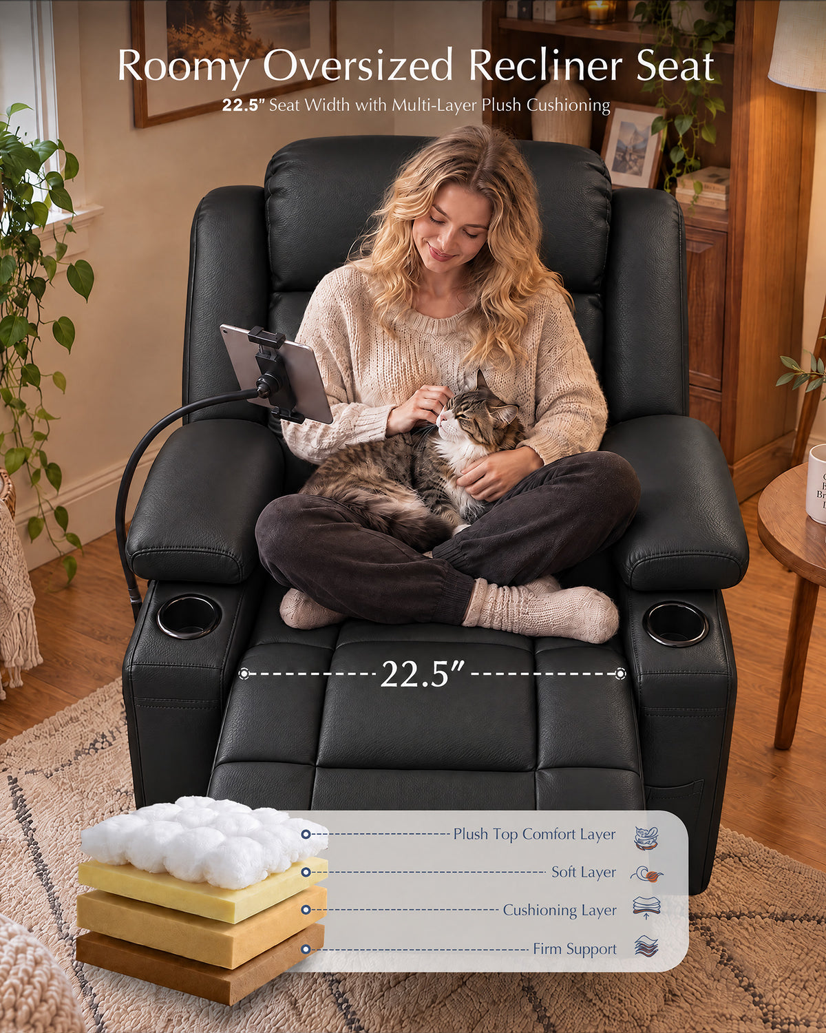 AODAILIHB Power Swivel Recliner Chair w/ Motorized Adjustable Armrests,320° Swivel Gentle Rocking M1 M2 Memory Remote Control Nursing Glider w/ Storage Pockets Cup Phone Holder for Breastfeeding Living Room