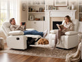 AILEEKISS Nursery Glider Rocking Recliner Set 2 with Adjustable Armrests, White Comfortable Nursing Chair for Breastfeeding Moms, 360°Swivel, 110°-135° Recline, Quiet Rocking Chair Nursery for Living Room