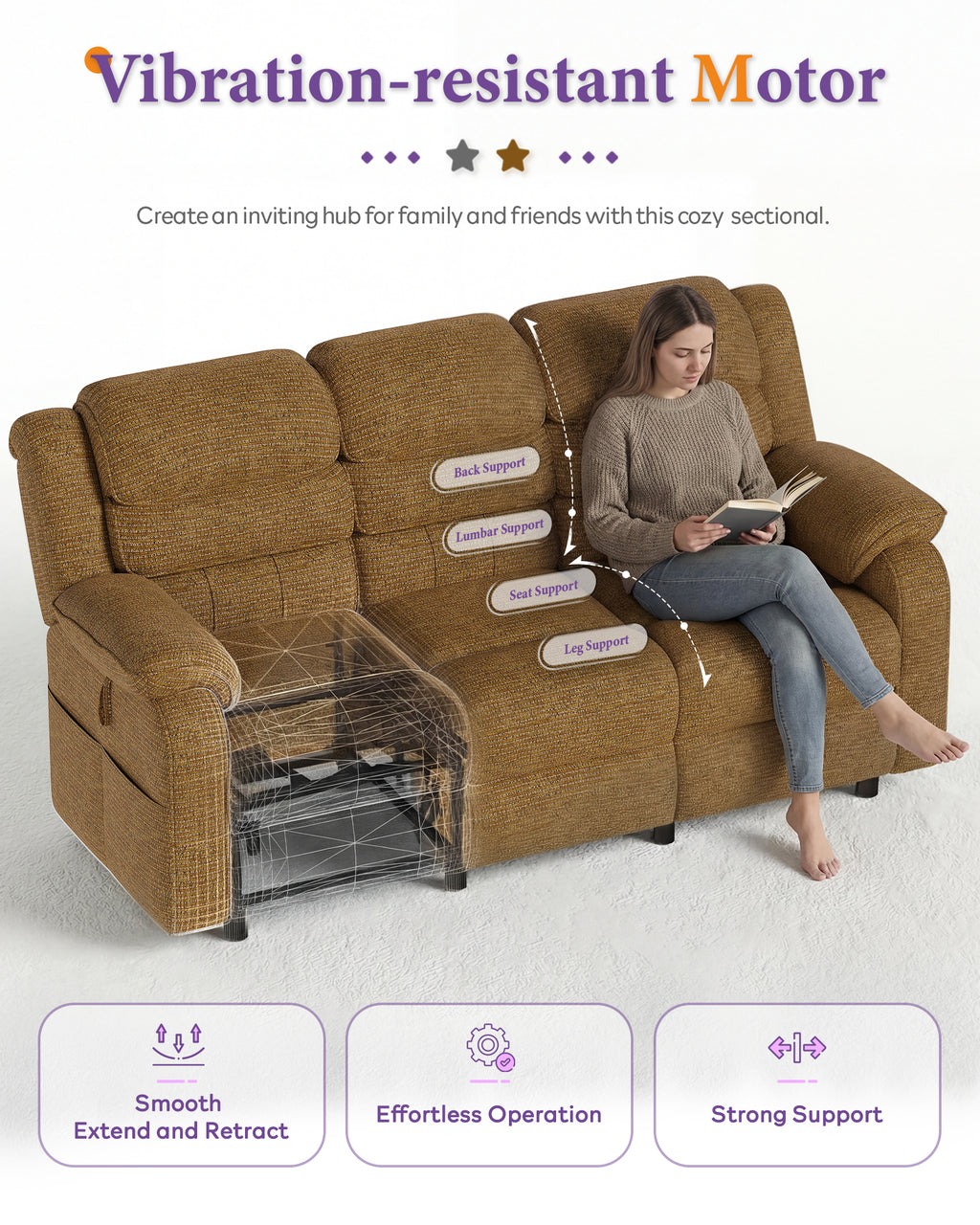 TYBOATLE Power Recliner Sofa, 3 Seater Electric Reclining Sofa with Dual Motors and Remote Control, Chenille Recliner Couch w/ Side Pockets for Living Room, RV, Game Room, Home Theater, 76.5" Wide (Brown)
